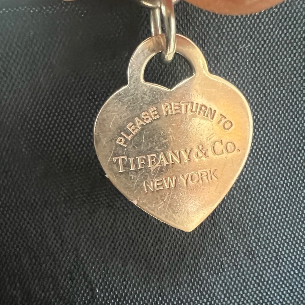🔴Authentic TIFFANY& CO RUBEDO Metal RTT Heart Charm Tag Link Bracelet 🔴 - Picture 9 of 10